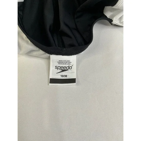 Speedo Womens One Piece Swimsuit Black White Colorblock X-Back Size 10/36 NEW - Picture 5 of 8